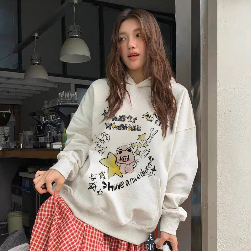 MWBcapper同款小猪涂鸦连帽卫衣