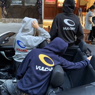 VULCAN美式撞色连帽卫衣男2025秋冬新款宽松重磅基础印花帽衫外套