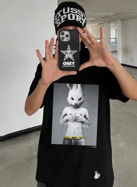#FR2 F*CKing Rabbits T-shir 男女情侣青春美式复古宽松短袖T恤