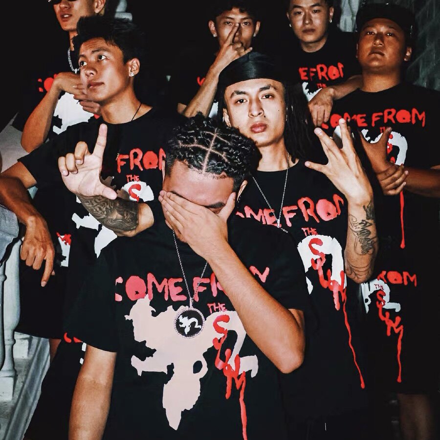 SLUMCLUB男女情侣黑色LOGO短袖