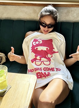 【巴厘岛限定】Hello Kitty凯蒂猫联名AKA粉色男女同款短袖T恤