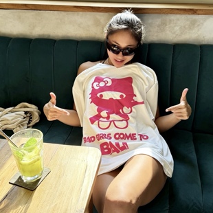 【巴厘岛限定】Hello Kitty凯蒂猫联名AKA粉色男女同款短袖T恤