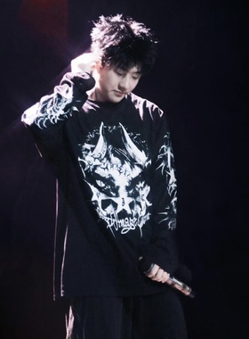 MerryWannaBe MWB capper同款我是谁系列P.I.G.头冠兽人长袖T恤