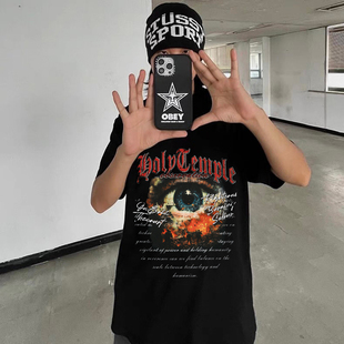 OOTC 印花T恤美式 复古街头运动休闲上衣男夏新款 「上帝之眼」短袖