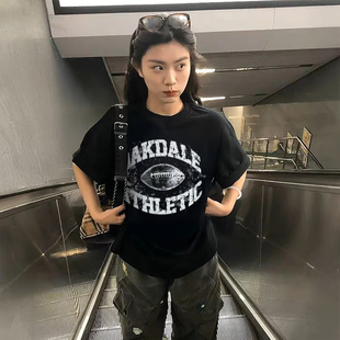 复古百搭新款 潮牌上衣 T恤男女宽松25夏季 OOTC「根源」橄榄球短袖