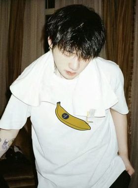 MerryWannaBe MWB capper同款趣味香蕉印花男女情侣美式短袖T恤