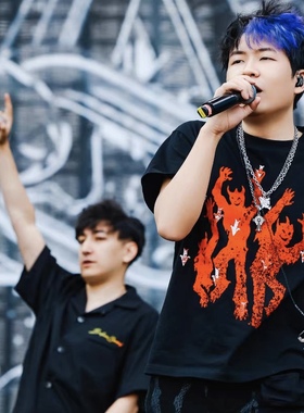 WASTED CLUB河南说唱之神恶魔印花男女情侣美式复古宽松短袖T恤