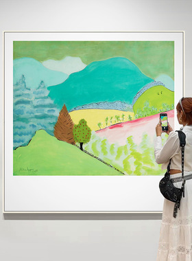 当代艺术治愈系风景装饰画云彩餐厅画田野春天树林秋天民宿餐厅画