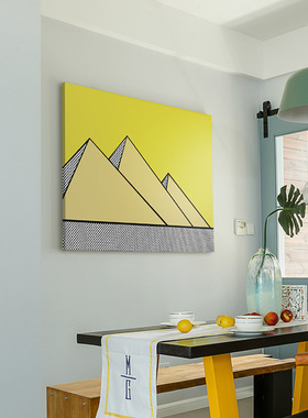 波普艺术 李奇登斯坦 餐厅装饰画 抽象前卫时尚挂画 山 黄色壁画