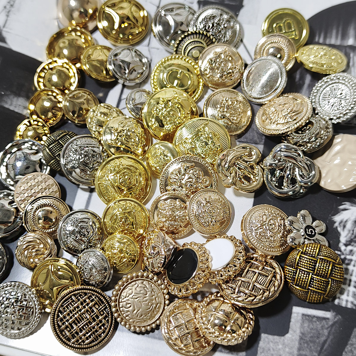 复古金属纽扣做旧金色银色手缝