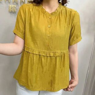 短袖 上衣 新款 小衫 夏季 衬衣气质妈妈装 雪纺衬衫 高档女装 女漂亮时尚