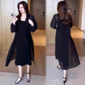 女士2025年夏季 薄款 新款 气质百搭长袖 过膝上衣 洋气中长款 防晒衬衫