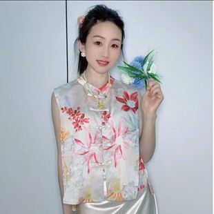 国风盘扣无袖 个性 马夹女2025夏季 时尚 显瘦坎肩上衣马甲 新款 新中式