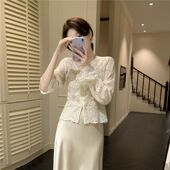 显瘦高级感内搭打底衫 性感纯欲风蕾丝开衫 V领修身 新款 上衣女秋季