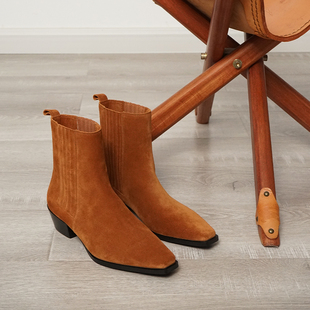 质感穿搭短靴切尔西靴子骑士靴女 复古西部牛仔靴 狂欢价