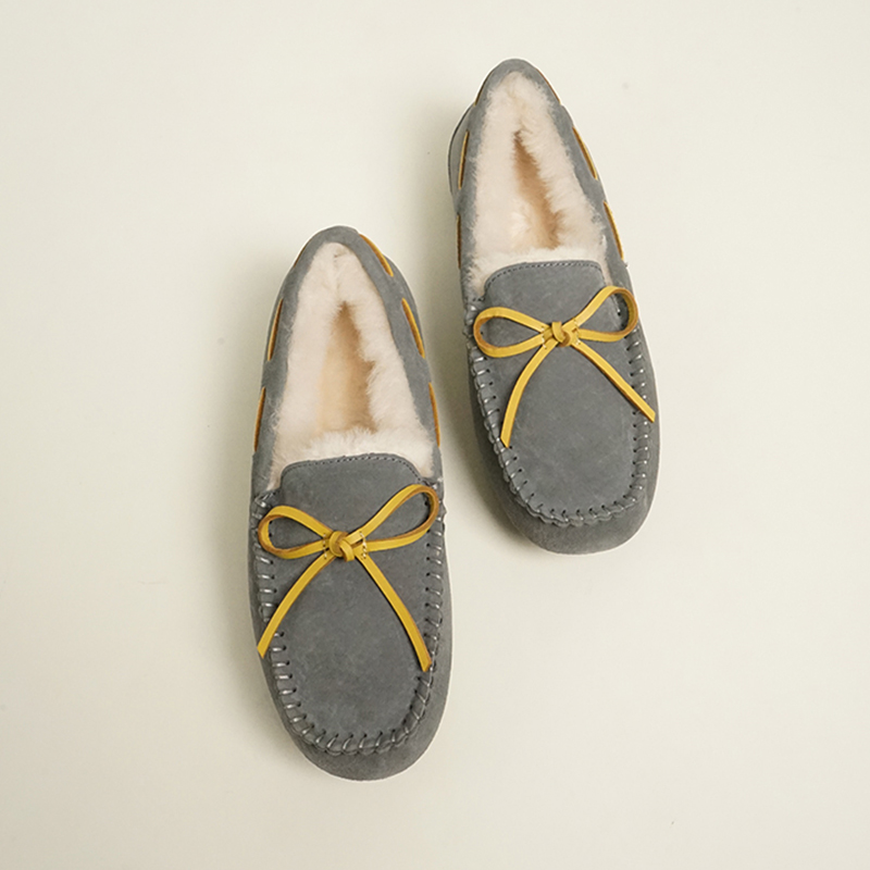 17号的下午| 韦恩 百搭羊皮毛一体加绒毛毛豆豆鞋内增高一脚蹬女