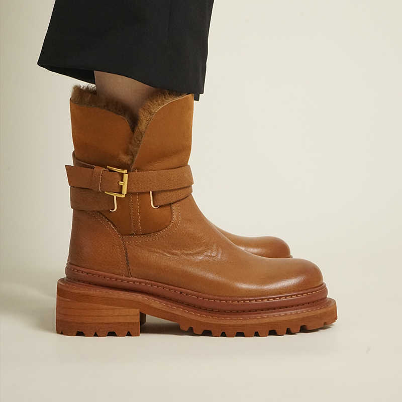 【狂欢价】皮毛一体雪地靴 保暖不臃肿两穿时髦 短靴马丁靴女