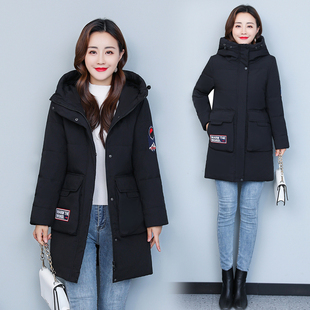 羽绒服女款2025新款中长款修身加厚黑色显瘦时尚白鸭绒保暖外套潮