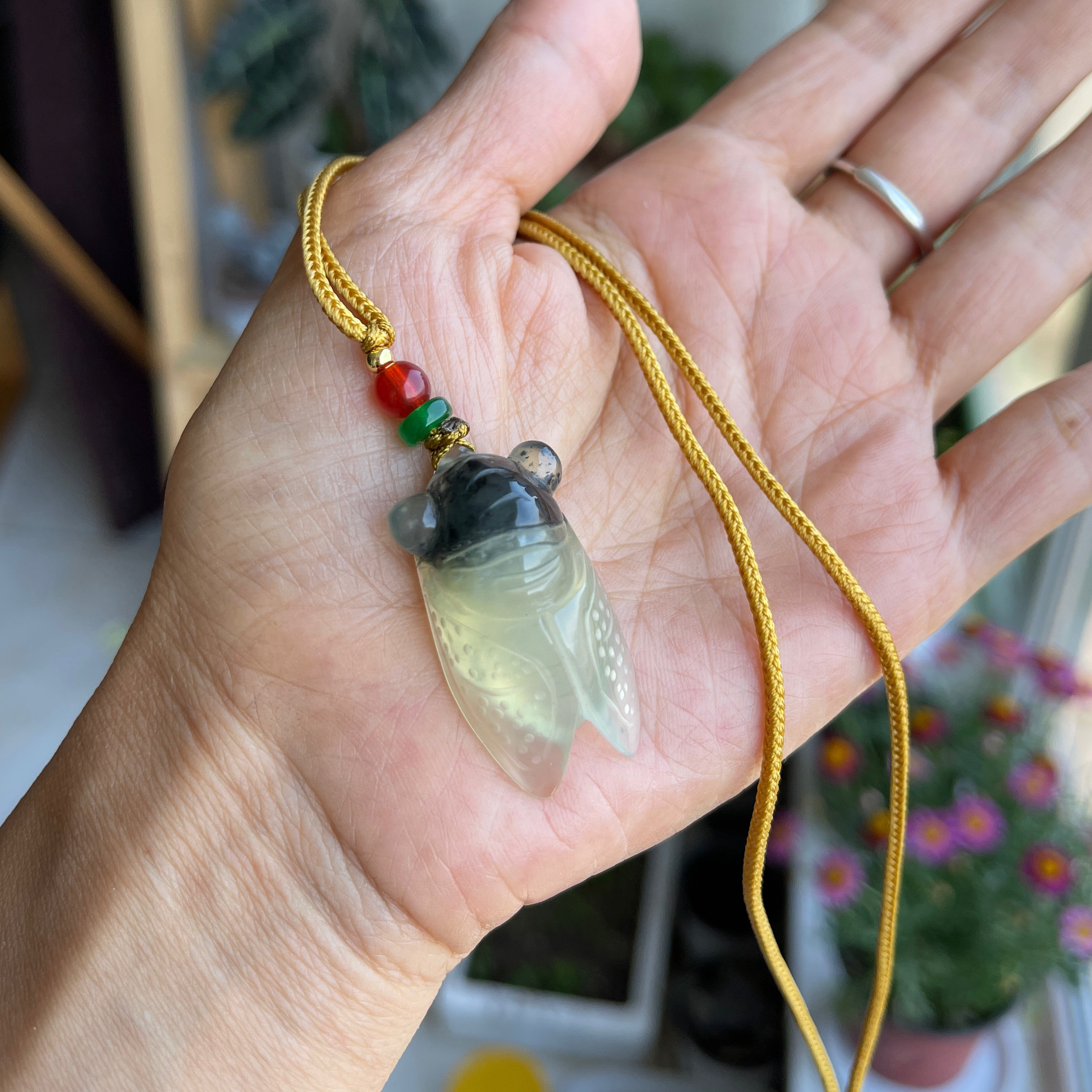 天然玉石岫玉一鸣惊人玉蝉吊坠男女正品水墨玉手工雕刻一图一物