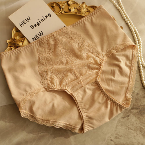 新款薄款莫代尔棉内裤女中高腰舒适无痕包臀大码胖mm蕾丝边三角裤 - 封面