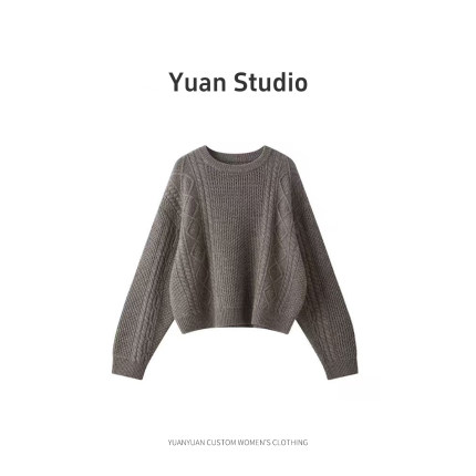 【YUAN】 牦牛绒绵羊毛混纺加厚粗棒毛衣针织衫26090-1