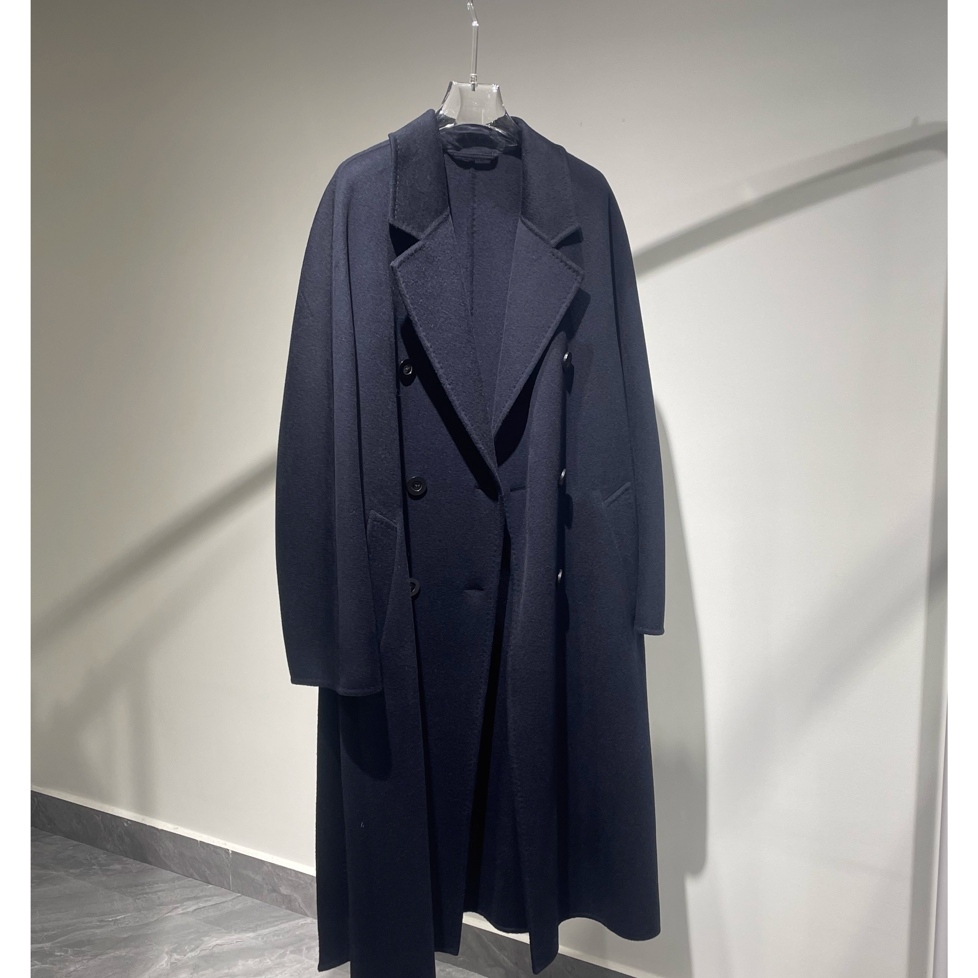 【钱老板推荐】100山羊绒翻领双排扣长款羊绒大衣25210018