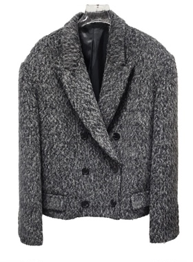 【MTT】【1.0宝盒】马海毛混纺廓型短版6扣大衣DS-25839-1