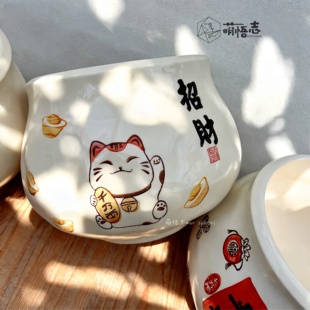 中国风陶瓷花盆手绘平安招财高档大号发财树流泉枫冬青蝴蝶兰盆栽