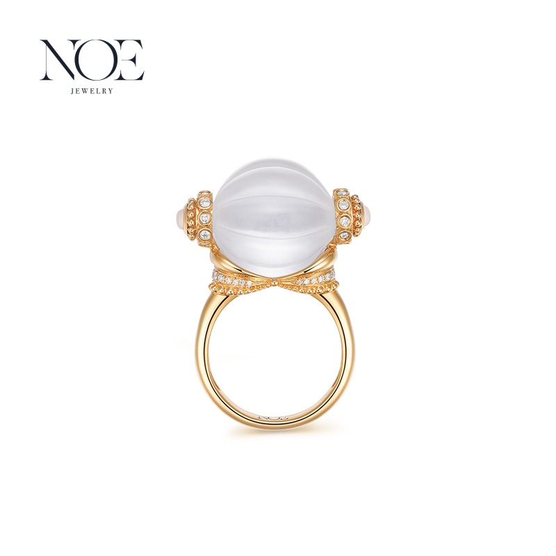 Noe Nuoyi jewelry pure series natural gem crystal inlaid Diamond 18K Gold Ring Jewelry