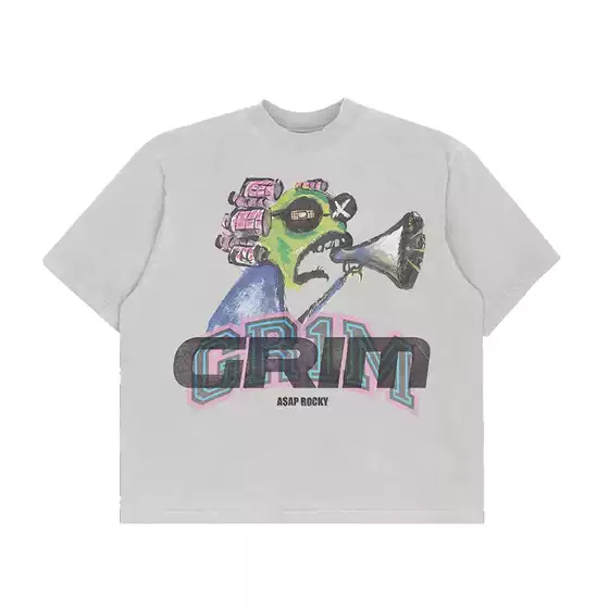 Awge X A$Ap Rocky Gr1M Short Sleeve Rap Short Sleeve T-Shirt Trendy