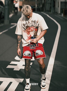 RESERFF HELL BOXER高清印花 300G重磅 街头美式复古T恤宽松短袖