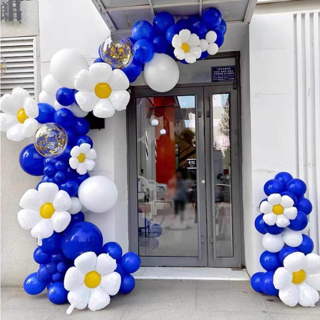 克莱因蓝色系气球套餐立柱气球链拱门布置宝蓝色开业店铺活动装饰