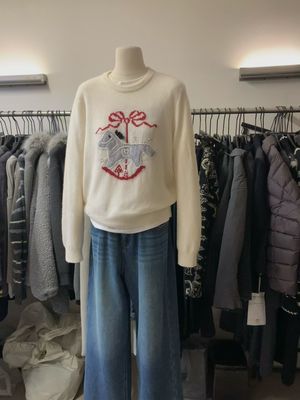 LEAVES叶子家圆领套头毛衣女秋冬新款宽松慵懒风针织衫上衣羊毛衫