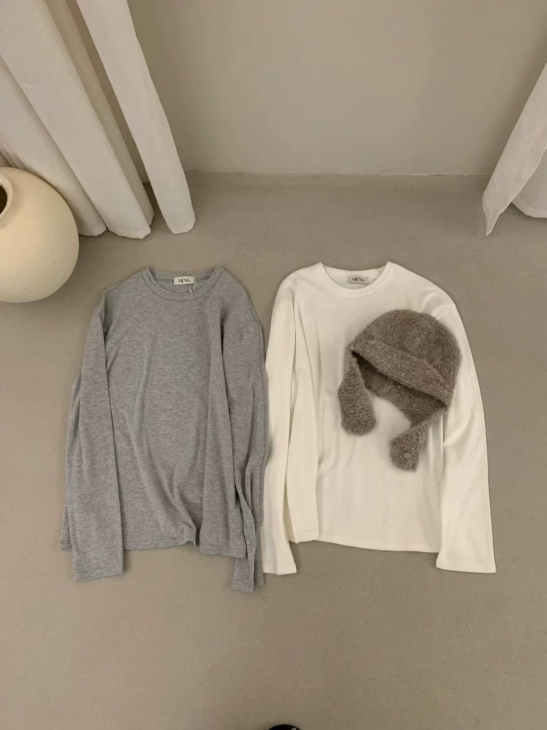 LEAVES叶子家莱赛尔长袖双面拉绒T恤2025秋冬季新款净版打底上衣