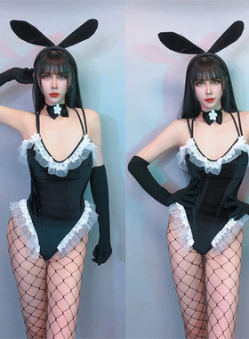 兔女郎DS演出服酒吧巡场互动DJ服装GOGO派对性感黑色连体舞台装