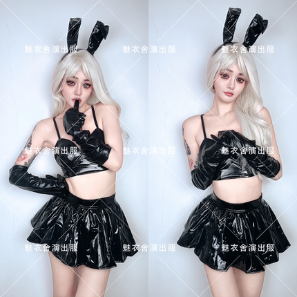女团演出服酒吧dj女歌手gogo领舞台装性感气氛b组黑色兔女郎套装