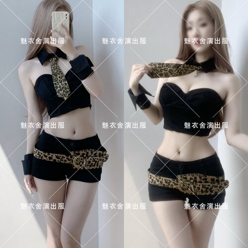 感豹纹上衣dj领舞台服女团领舞服