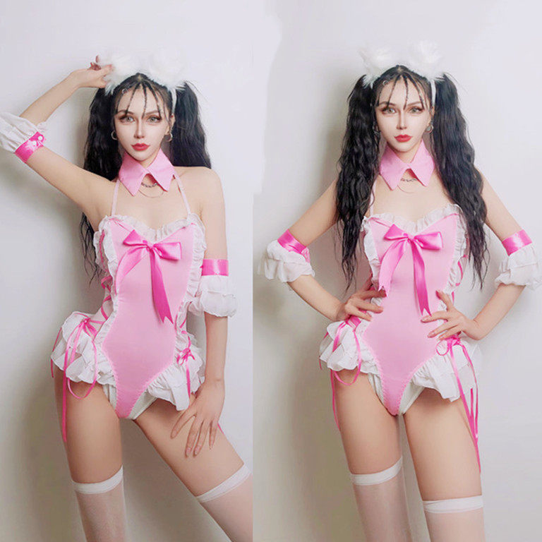 酒吧ds演出服装女gogo领舞dj歌手热舞爵士舞团队粉色连体兔女郎