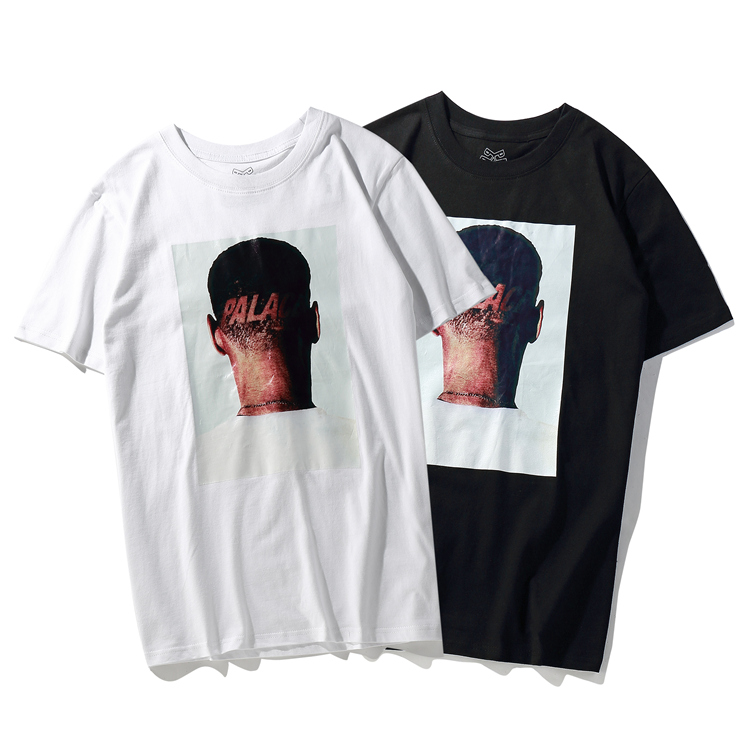 欧美PALACE高街 TRIM T-SHIRT 17AW 剃头人物LOGO字母 短袖T恤潮