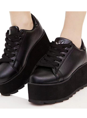 正品YRU松糕鞋子代购美式复古小黑鞋URU鞋少女厚底鞋