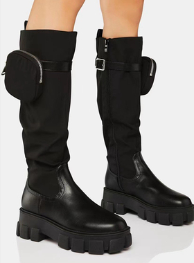 Delias靴子正品时装靴美式中底dollskill靴厚底踝靴长筒弹力靴