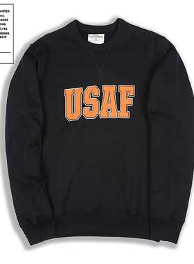 AK男装集市店阿美咔叽重磅520克USAF军事风毛圈底厚款套头卫衣