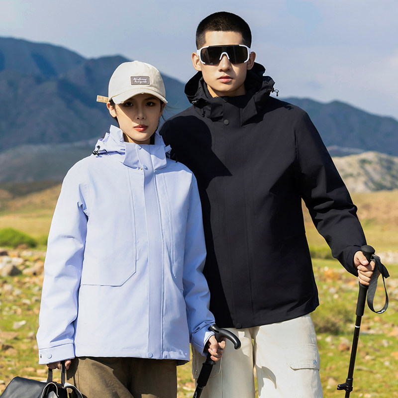 2024秋冬户外三合一羽绒防风衣男女防风防水外套鹅绒登山服小个子图片