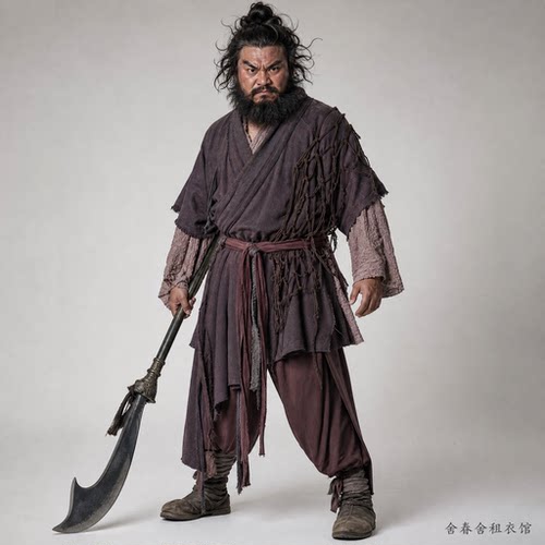 舍春舍 张飞古装出租三国水浒粗布破衣侠客古风演出服cos服装租赁