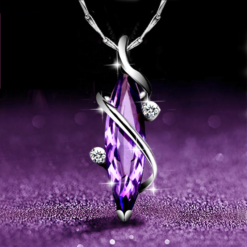 S925´¿Òø×ÏË®¾§ÏîÁ´º«°æËø¹ÇÁ´µõ׹ŮʿËÍÅ®ÓѼòÔ¼ÉúÈÕÊ¥µ®½ÚÀñÎï