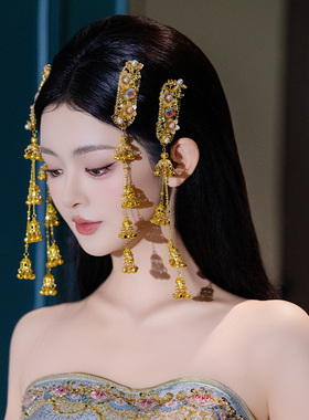 金色新娘流苏边夹马面裙发夹