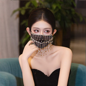 高级新娘小众配饰高颜值透气黑色蕾丝刺绣工艺水晚宴舞会口罩配饰