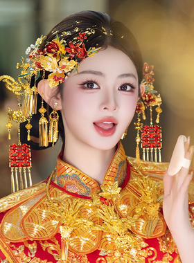 2026新款原创新娘发饰古风龙凤褂饱满凤凰喜字奢华重工高级感头饰
