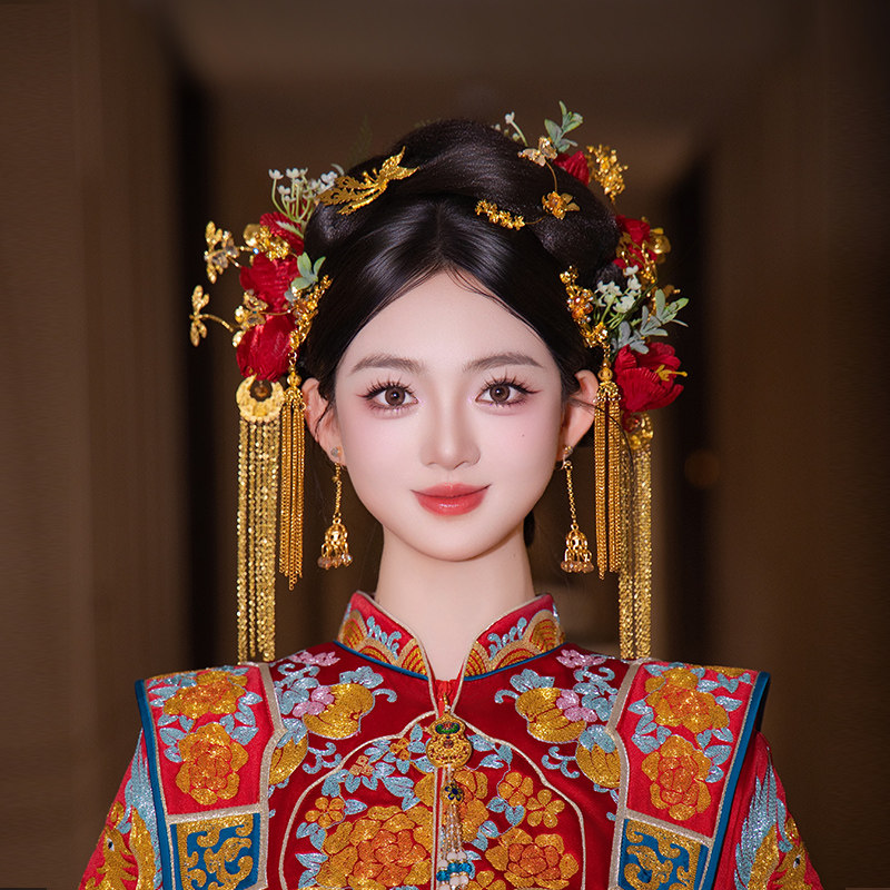 新娘头饰金色红色复古凤凰发簪结婚礼服秀禾服龙凤褂高级感发饰品,饰品/流行首饰/时尚饰品新,发饰,淘宝优惠券,粉丝福利购,淘宝优惠卷