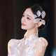 森系新娘头饰婚礼韩式 造型手工白色蕾丝叶子发夹超仙气质礼服配饰